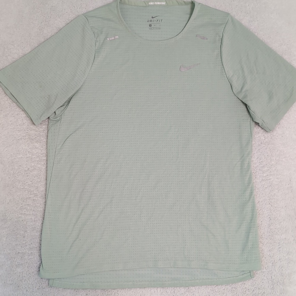 Nike Mens Breathe Running Training Dri-fit T Shirt Medium M Green